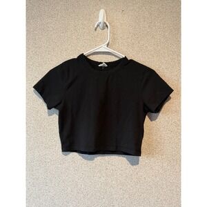 Cotton On Black Crop Top Short Sleeve Casual Womens‎